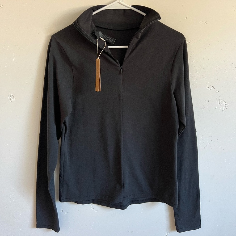 SKIMS Black Quarter Zip Long Sleeve Top NWT